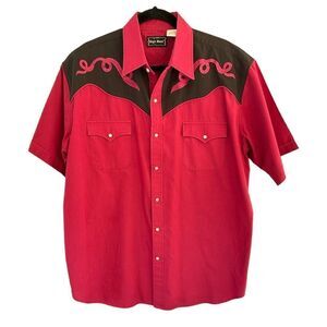 Vintage Western Wear Shirt HIGH NOON Pearl Snap Embroidered Native Rodeo Men L‎